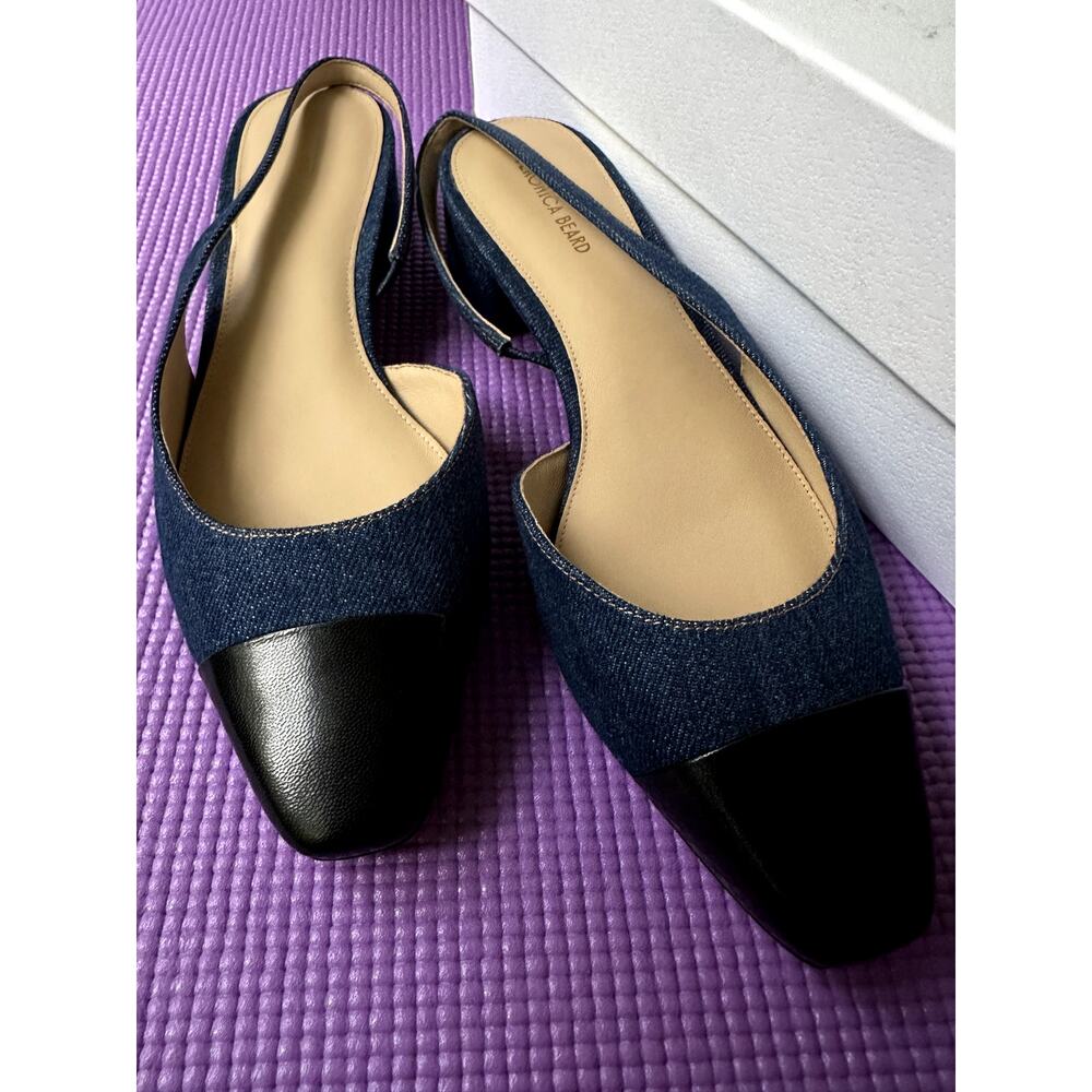 $375 Veronica Beard Womens Denim Cecile Slingback Sandals Size 8.5 M New